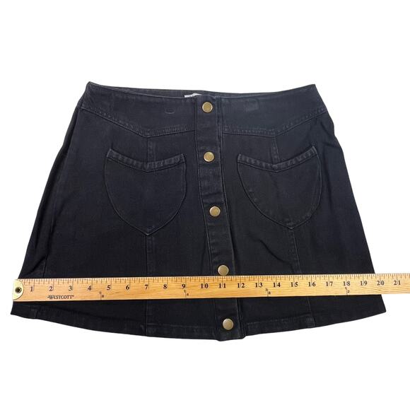 Favlux Paneled Black Denim Miniskirt With Snap Buttons Size Large - Picture 10 of 12